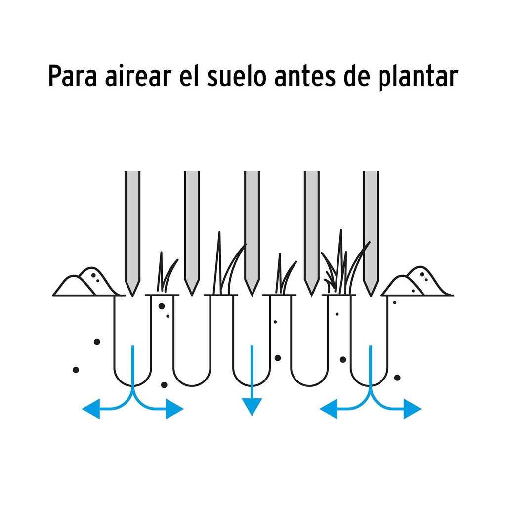 Cultivador forjado de 4 dientes para jardín, mango de 54'