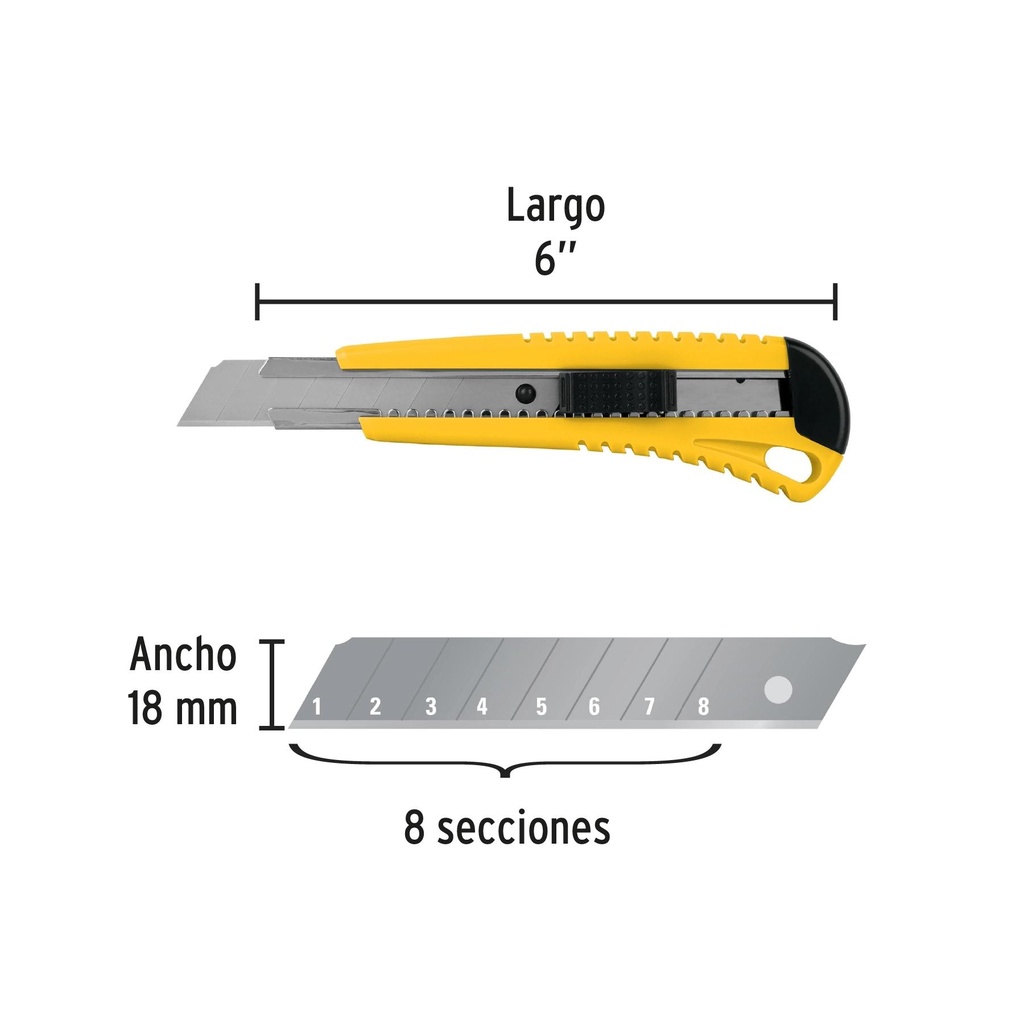 Cutter 18 mm plástico con alma metálica, Pretul