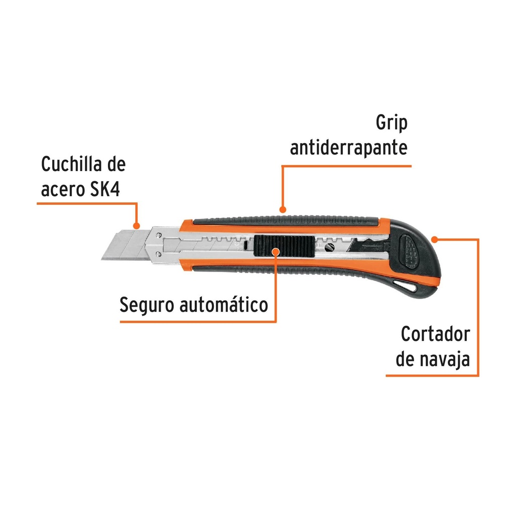 Cutter 18 mm profesional con alma metálica y grip, Truper