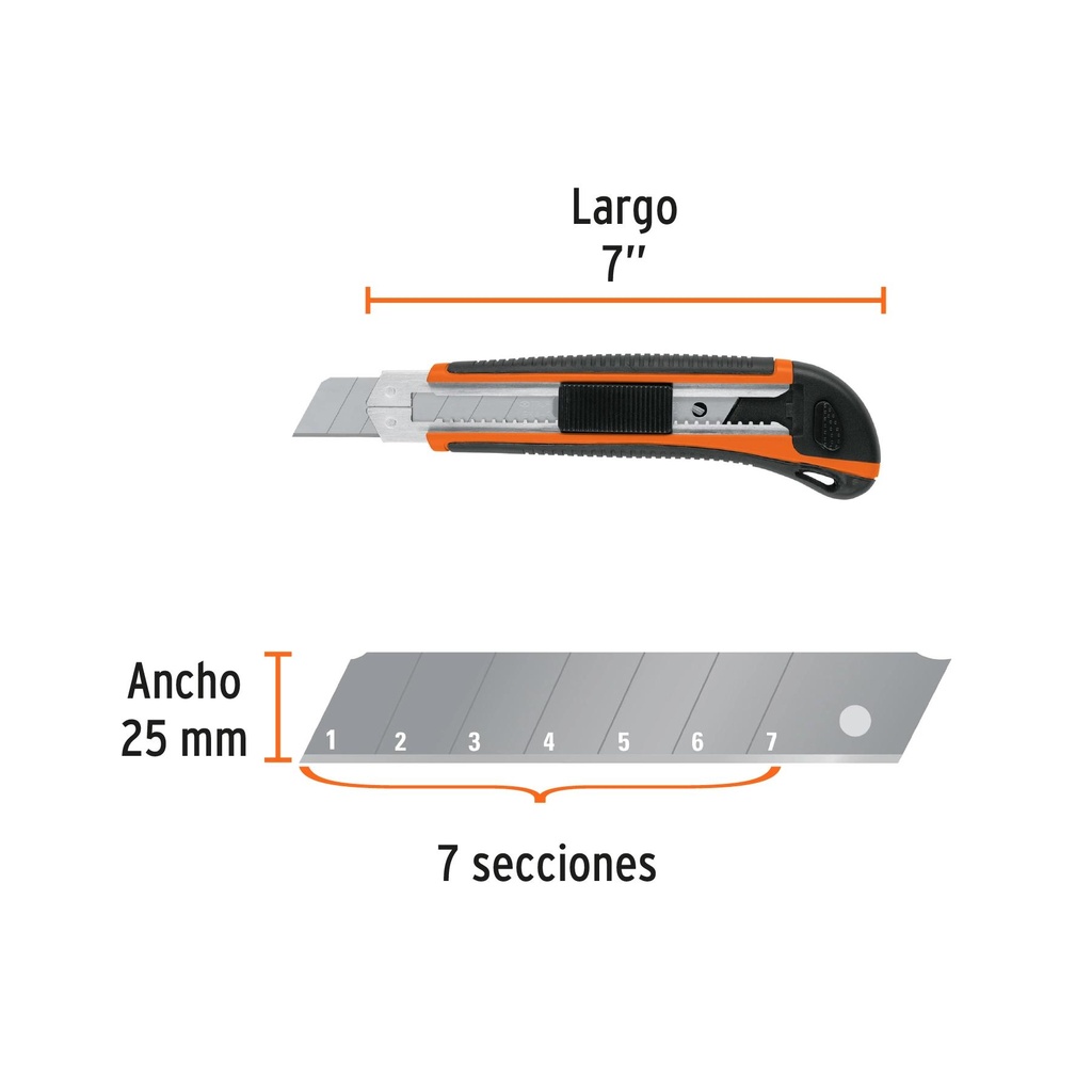 Cutter 25 mm profesional con alma metálica y grip, Truper