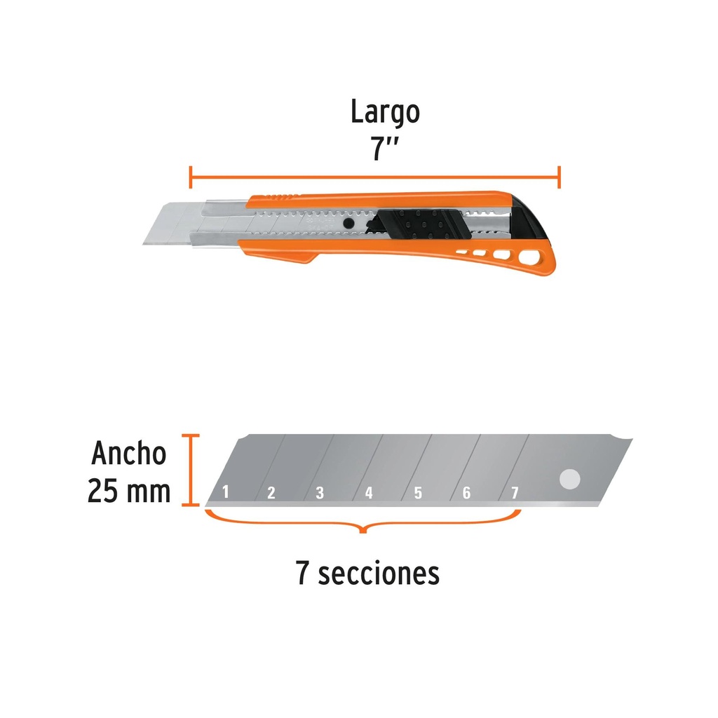 Cutter 25 mm reforzado de plástico con alma metálica, Truper