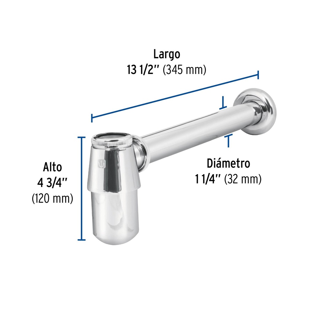 Céspol de bote para lavabo sin contra, cromo, 1-1/4', Foset