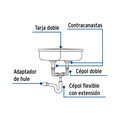 Céspol doble para fregadero, polipropileno, 1-1/2', Foset