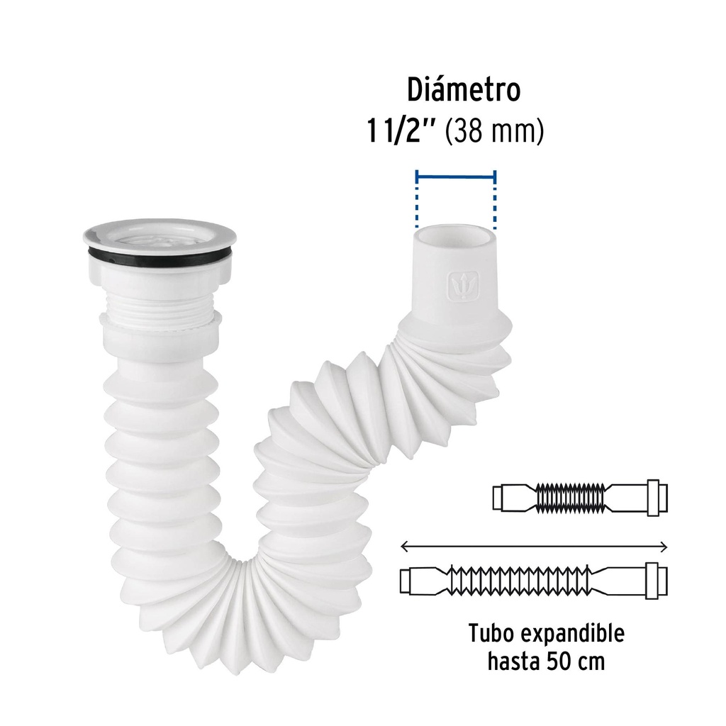 Céspol flexible p/fregadero c/contra 2 1/2', polipr, 1-1/2'