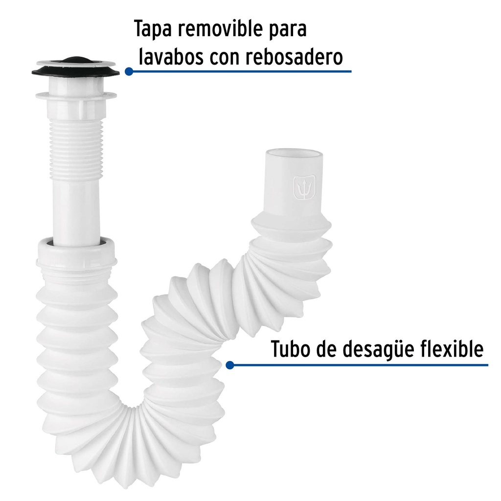 Céspol flexible p/lavabo y fregadero, polipropileno, blanco