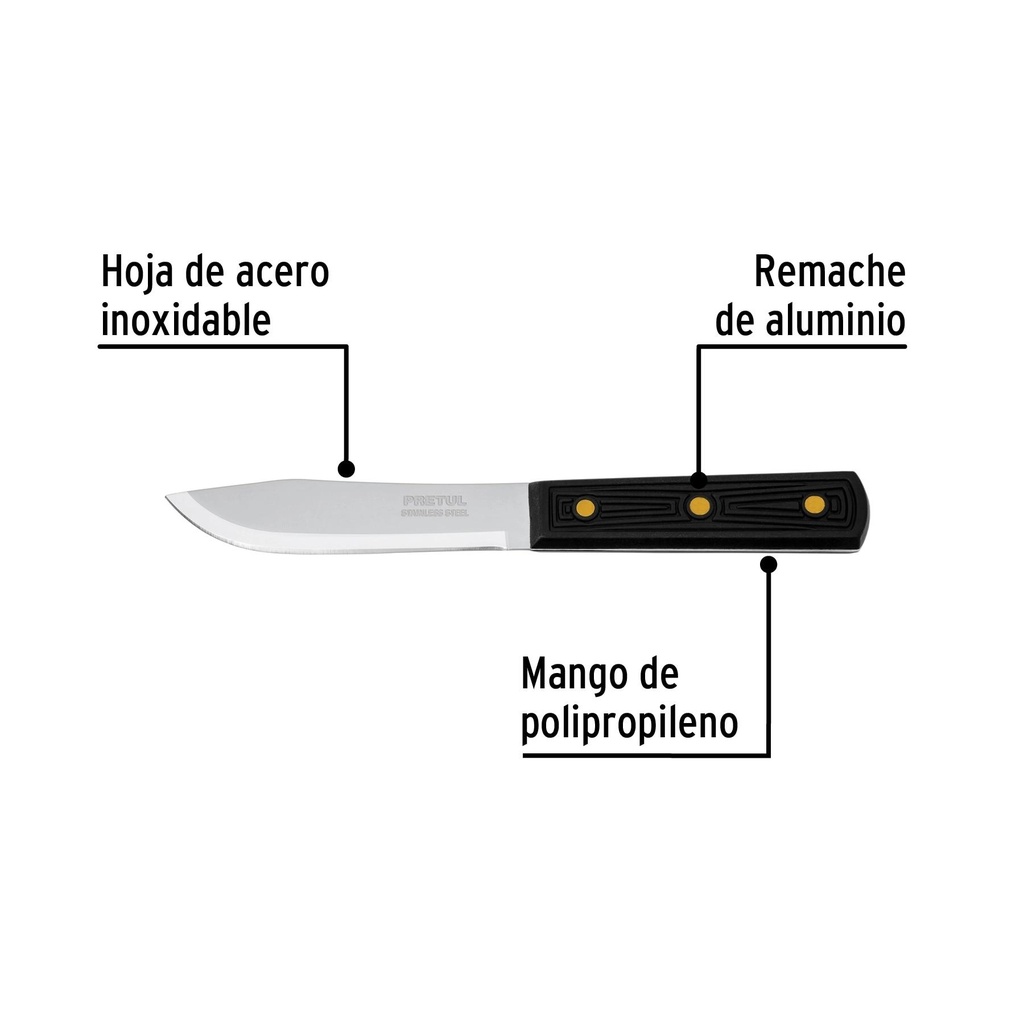 Cuchillo cebollero 5' mango de plástico, Pretul