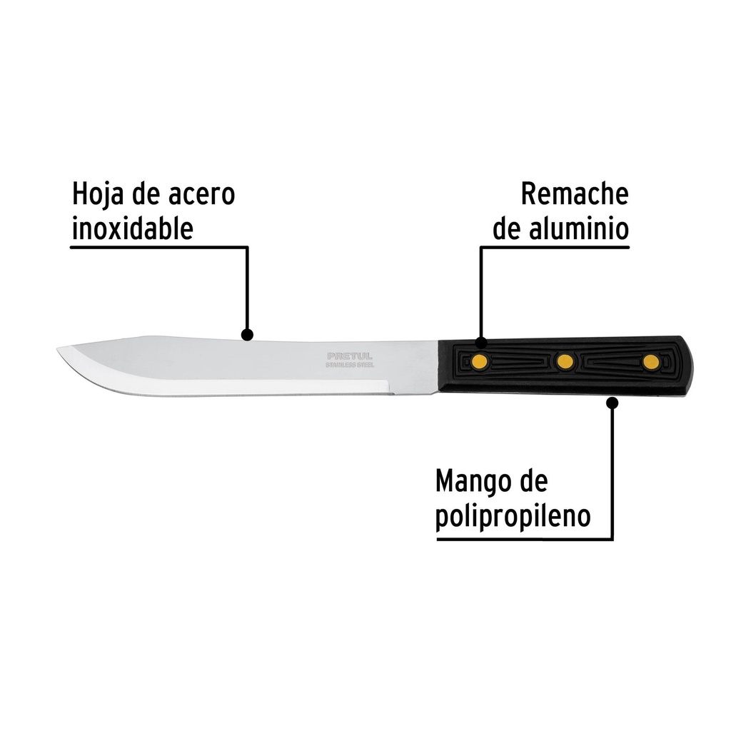 Cuchillo cebollero 7' mango de plástico, Pretul