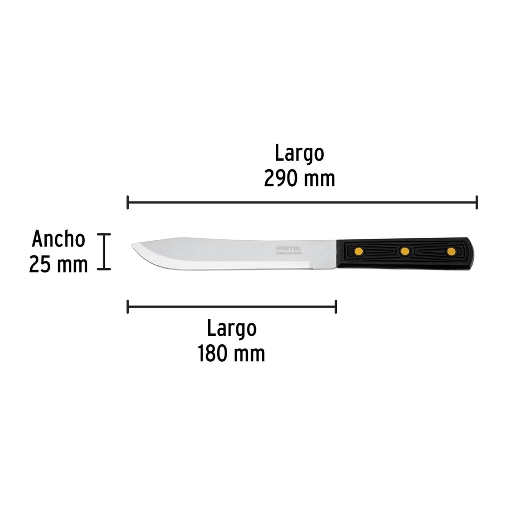 Cuchillo cebollero 7' mango de plástico, Pretul