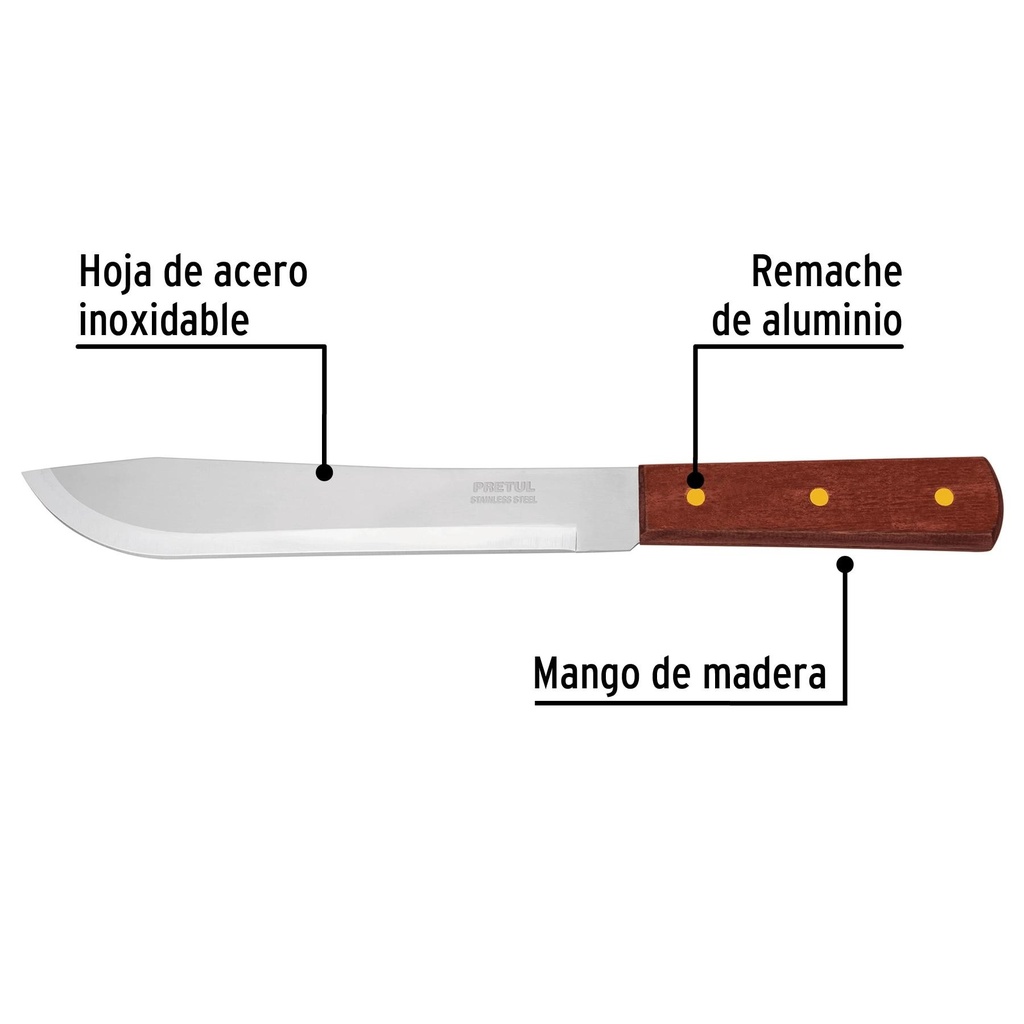 Cuchillo cebollero 8' mango de madera, Pretul