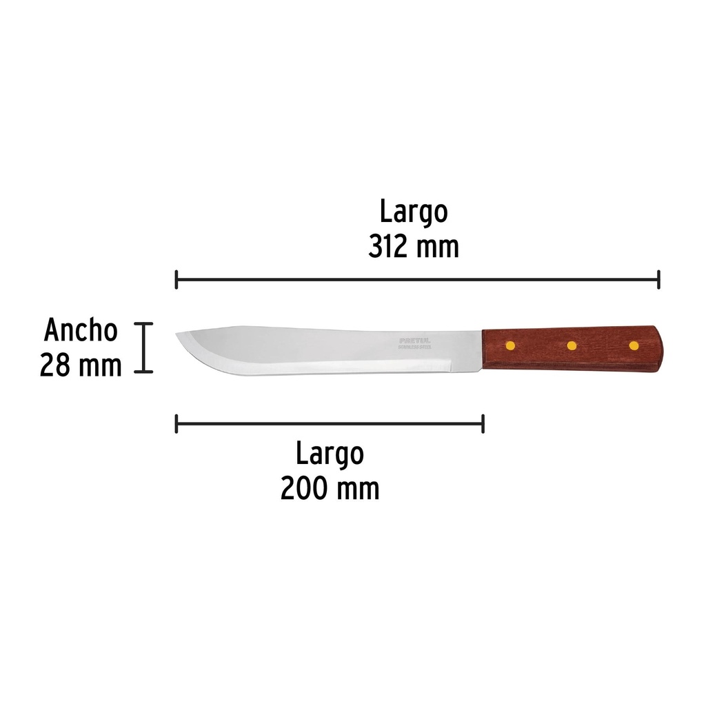 Cuchillo cebollero 8' mango de madera, Pretul