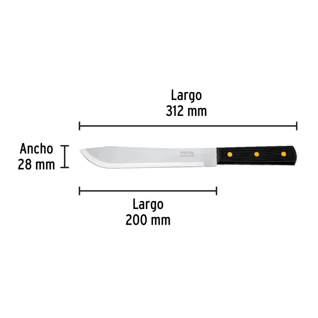 Cuchillo cebollero 8' mango de plástico, Pretul