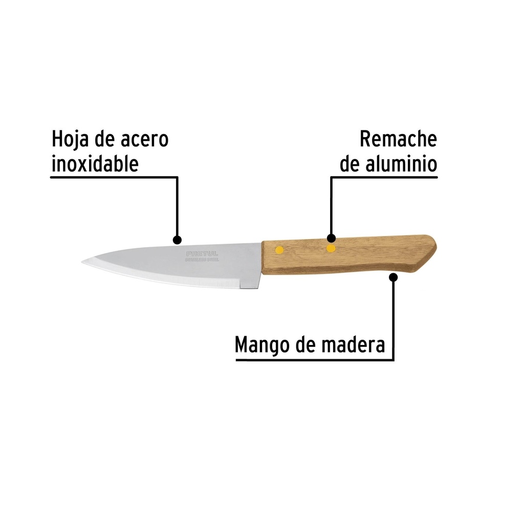 Cuchillo de chef 5' mango de madera, Pretul