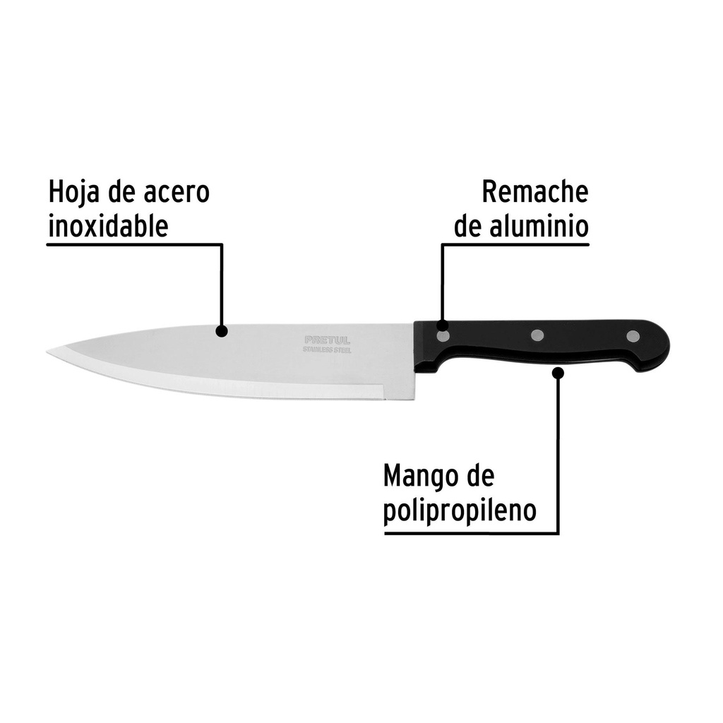 Cuchillo de chef 7' mango de plástico, Pretul