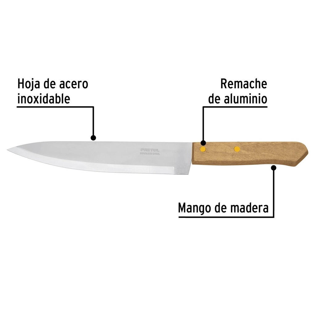 Cuchillo de chef 8' mango de madera, Pretul