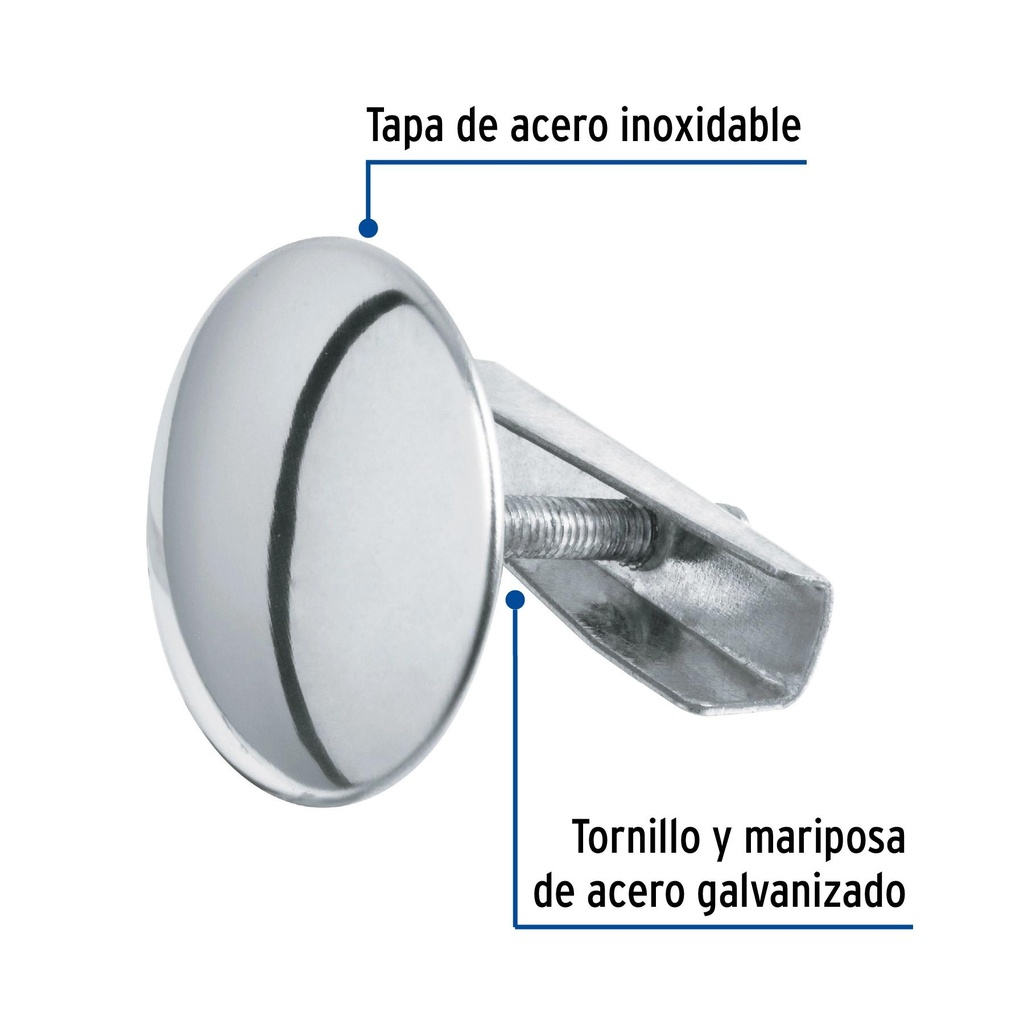 Cubretaladro cromo de 1-3/4' de acero inox, diámetro 43 mm