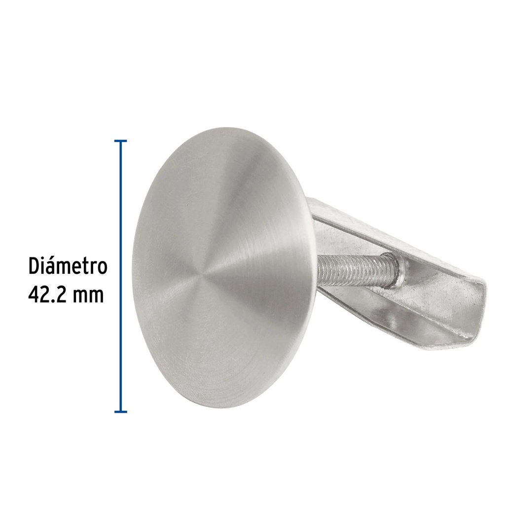 Cubretaladro satín de 1-3/4' de acero inox, diámetro 43 mm