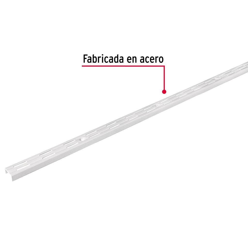 Cremallera doble blanca para ménsulas planas, 1m, Fiero