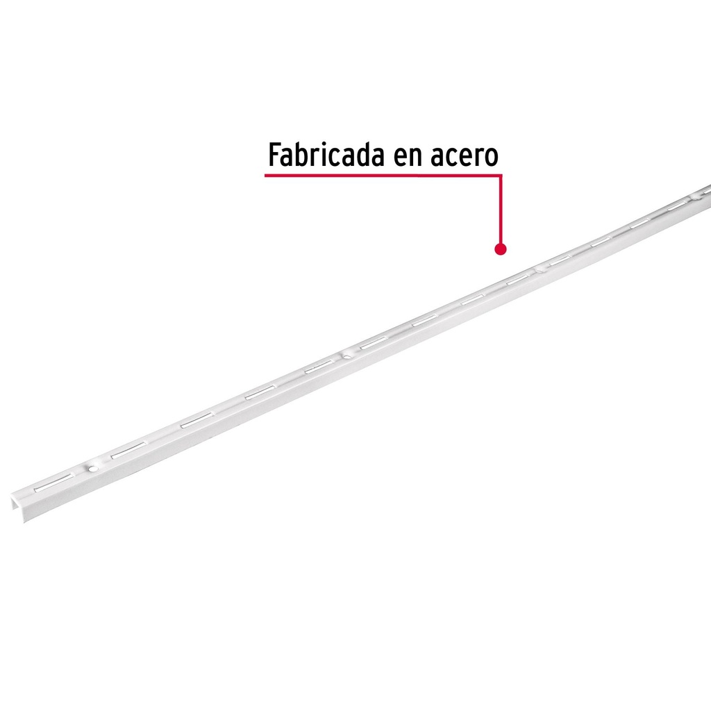 Cremallera sencilla blanca para ménsulas planas, 1m, Fiero