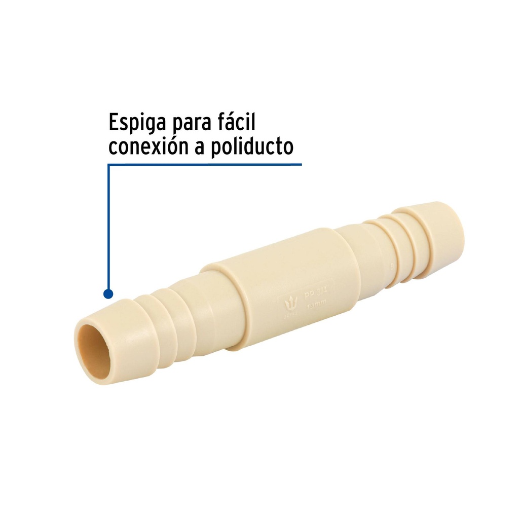 Cople inserción de 3/4' de polipropileno, Foset