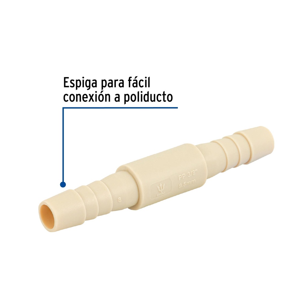 Cople inserción de 3/8' de polipropileno, Foset