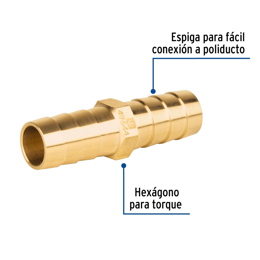 Cople inserción de latón 1/2' para poliducto negro, Foset