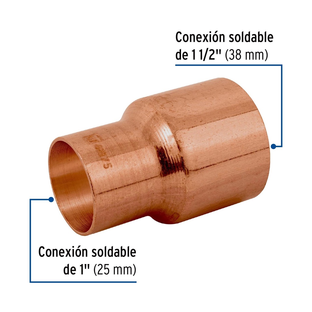 Cople reducción bushing cobre 1-1/2 x 1', Foset