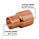 Cople reducción bushing cobre 1-1/2 x 1', Foset