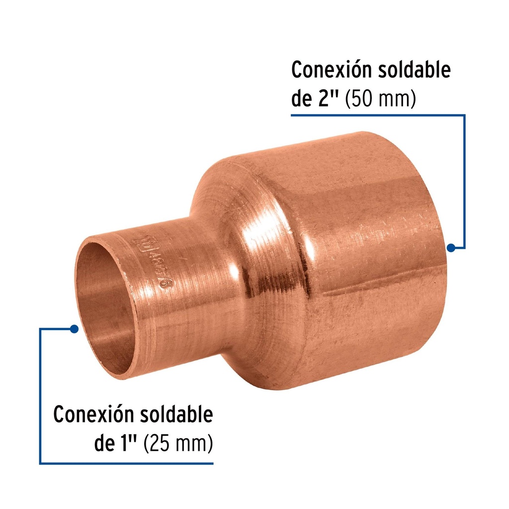 Cople reducción bushing cobre 2 x 1', Foset