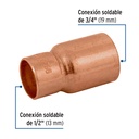 Cople reducción bushing cobre 3/4'x 1/2', Foset