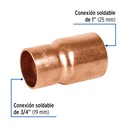 Cople reducción bushing cobre, 1'x 3/4', Foset