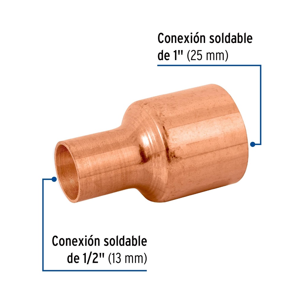 Cople reducción campana cobre 1' x 1/2', Foset