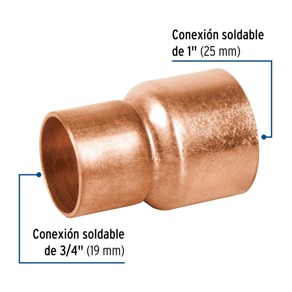 Cople reducción campana cobre 1' x 3/4', Foset