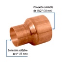 Cople reducción campana cobre 1-1/2' x 1', Foset