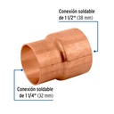 Cople reducción campana cobre 1-1/2'x1-1/4, Foset