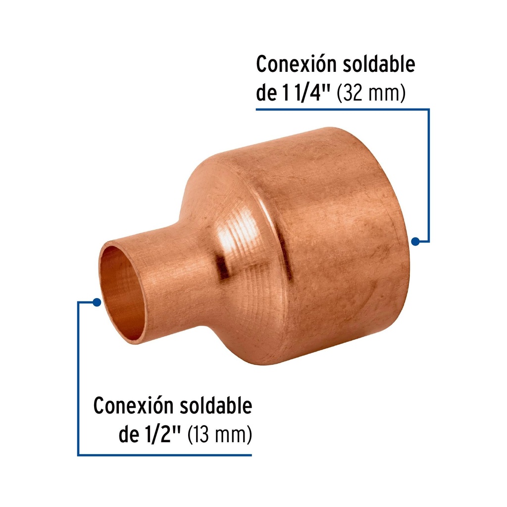 Cople reducción campana cobre 1-1/4' x1/2', Foset