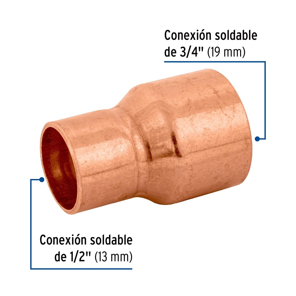 Cople reducción campana cobre 3/4' x 1/2', Foset