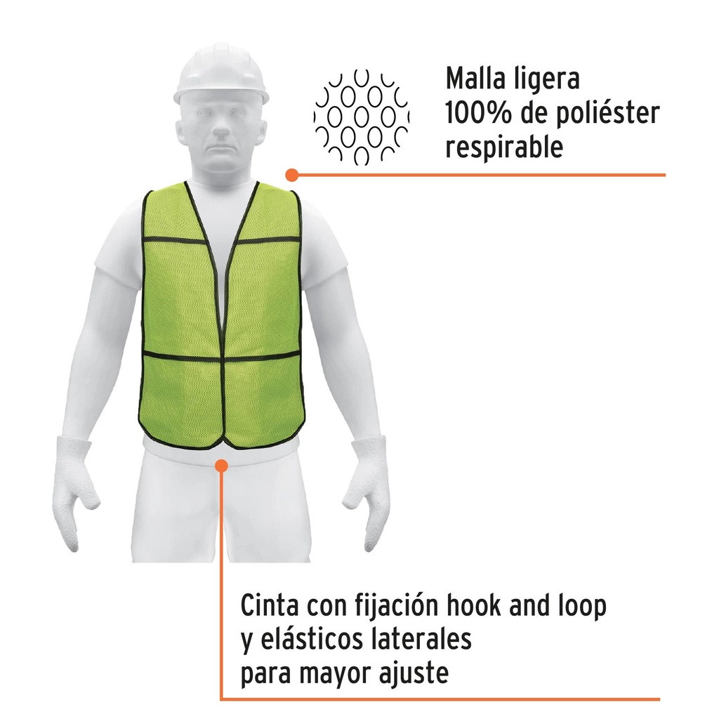 Chaleco de seguridad, uso de día, verde, Pretul