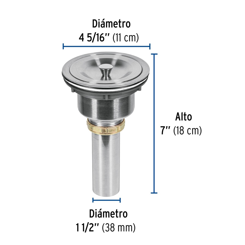 Contracanasta 3-1/2' de acero inoxidable con tapa, Foset