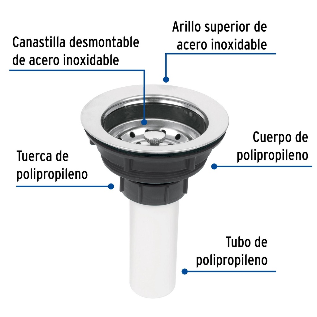 Contracanasta 3-1/2' y tubo de plástico, Foset