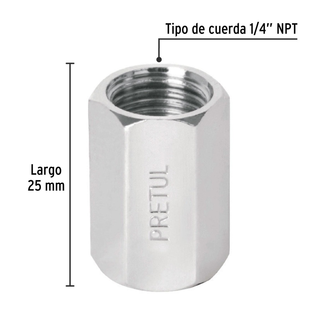 Cople acero, cuerda 1/4 NPT, Pretul