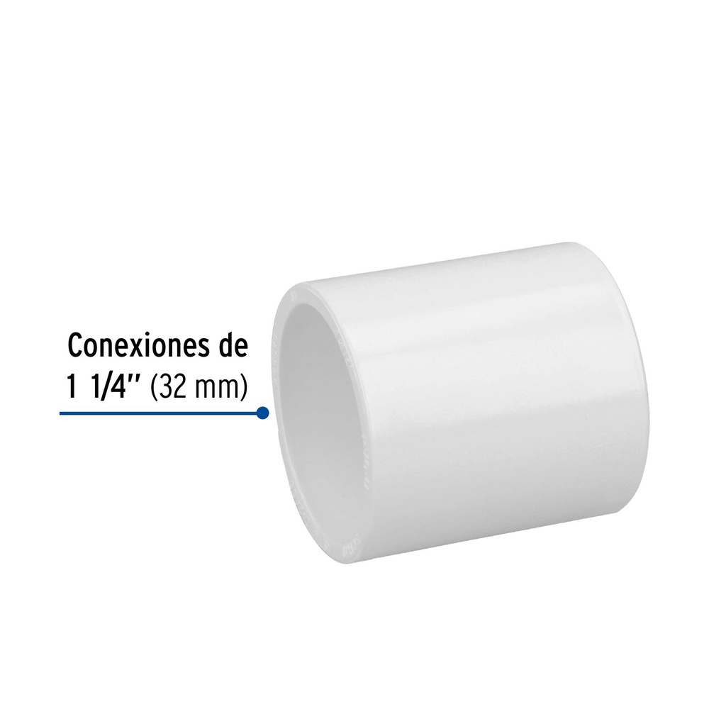 Cople de PVC cédula 40 de 1-1/4', Foset