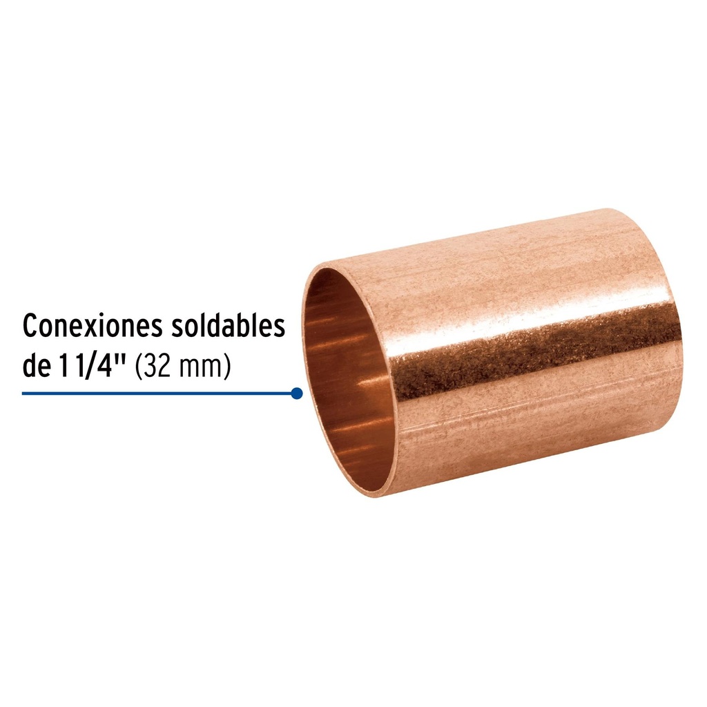 Cople de cobre de 1-1/4' sin ranura, Foset