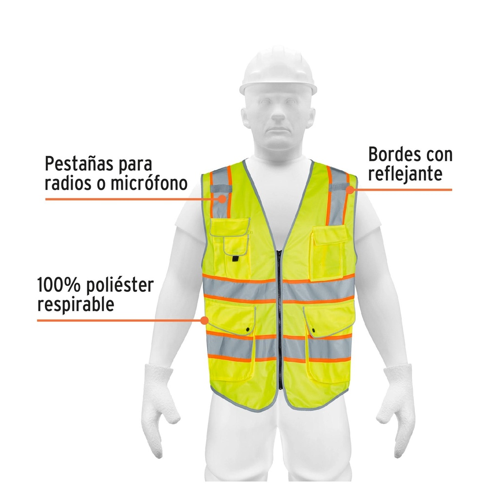 Chaleco de seguridad de alta visibilidad, verde, extra grand