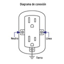 Contacto de sobreponer dúplex 2 polos+ tierra, ABS, Volteck