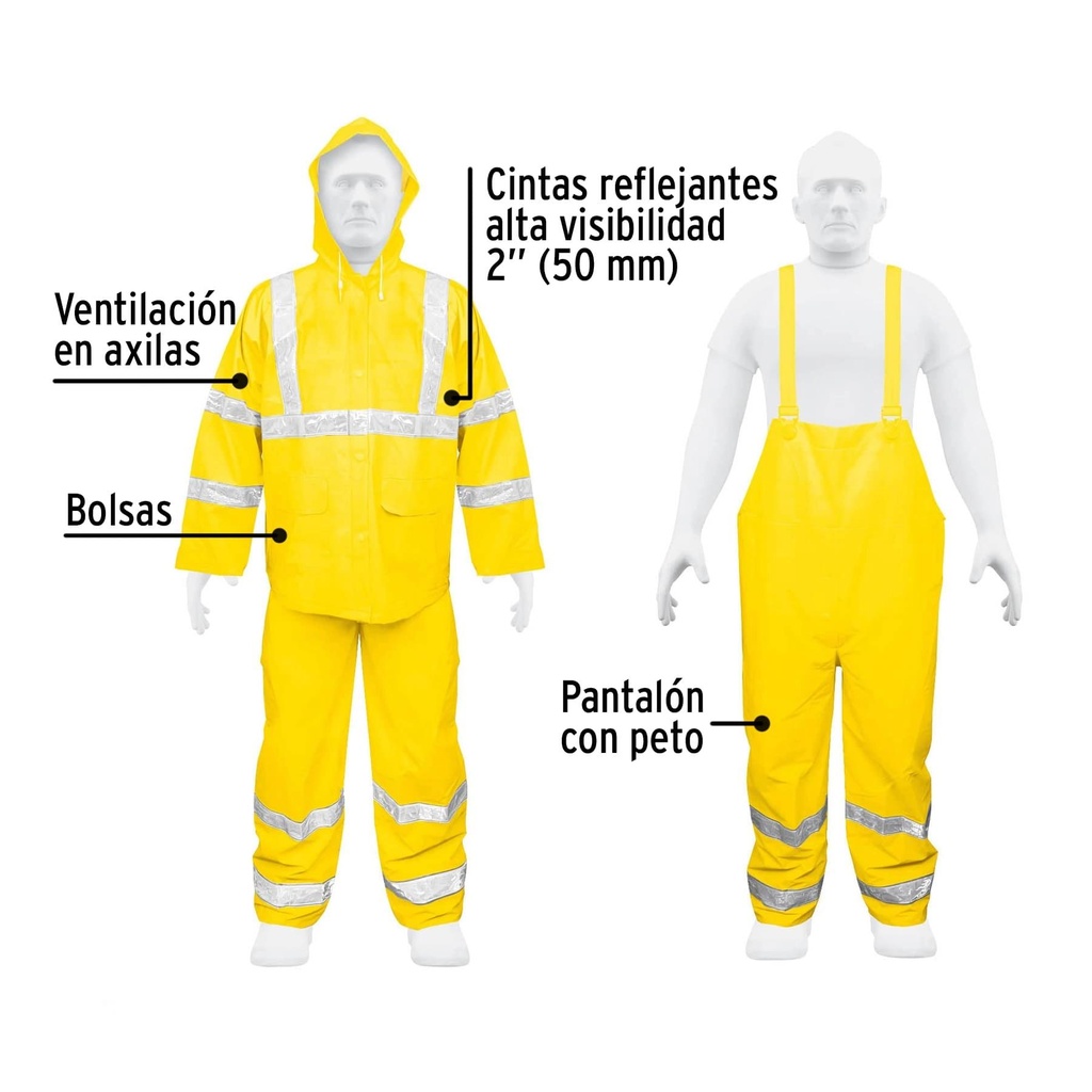 Conjunto impermeable doble capa amarillo con reflejante, G