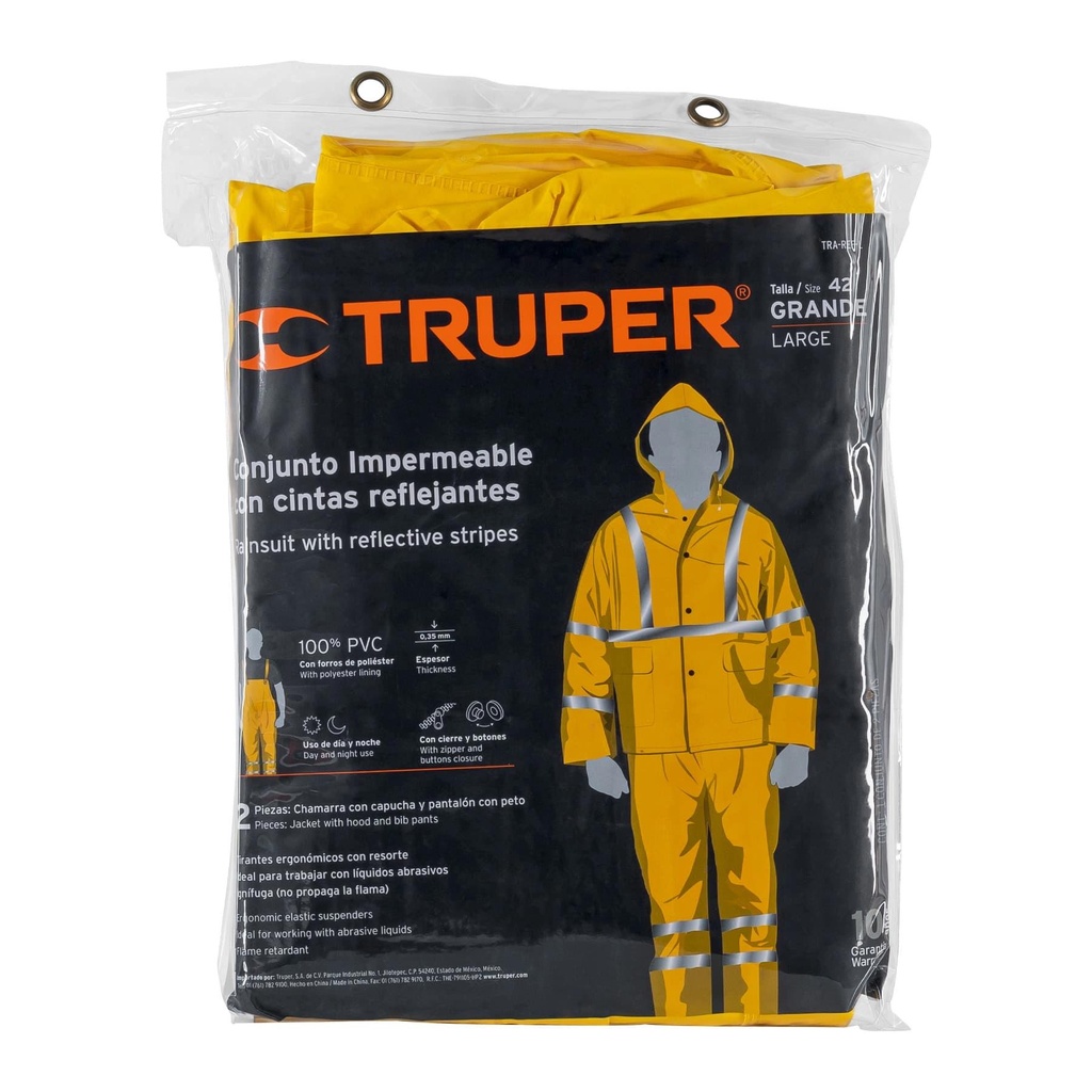 Conjunto impermeable doble capa amarillo con reflejante, G