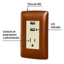 Contacto aterrizado + 2 puertos USB, madera, línea Italiana