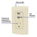 Contacto aterrizado + 2 puertos USB, marfil, línea Italiana