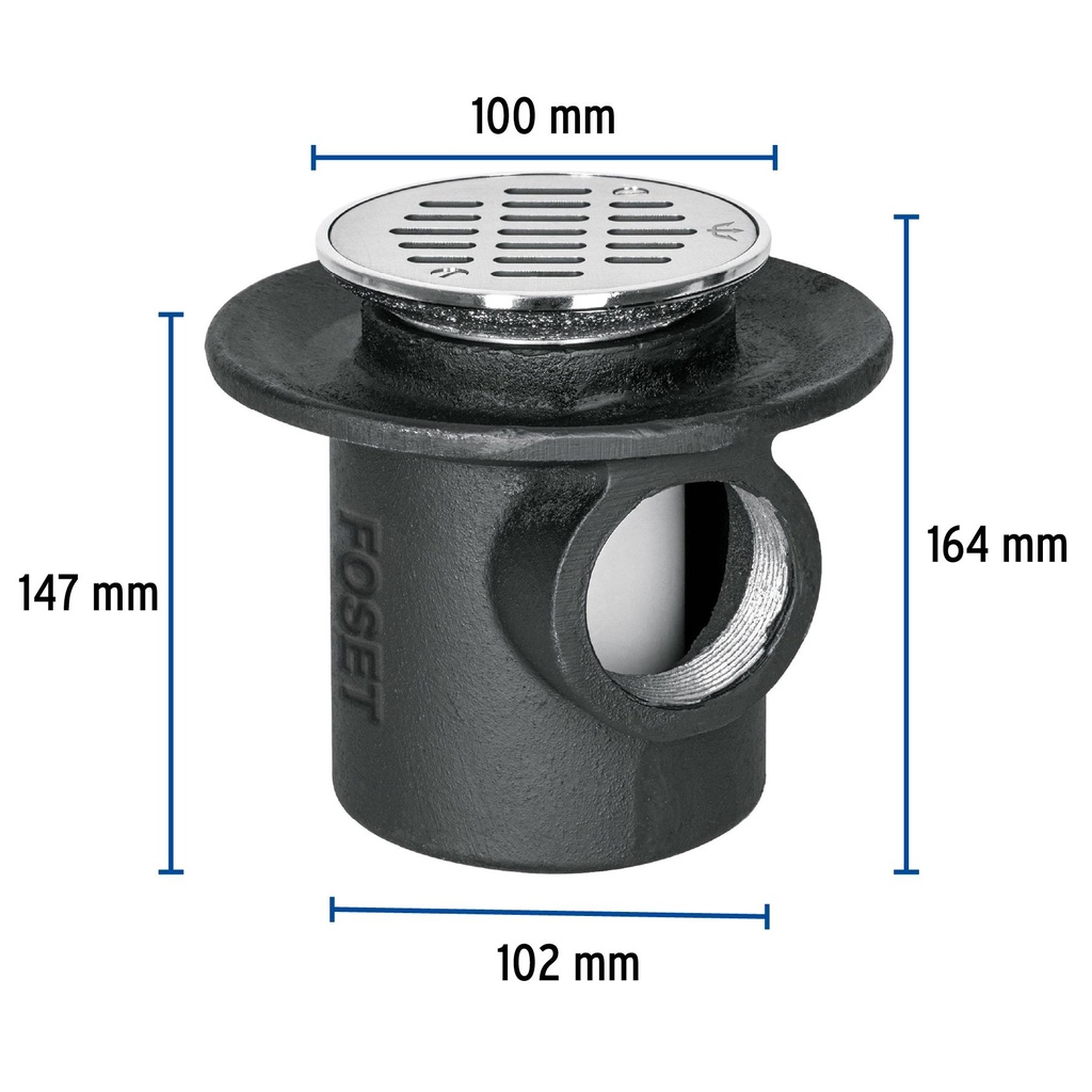 Coladera de hierro de una boca para piso, rejilla inox