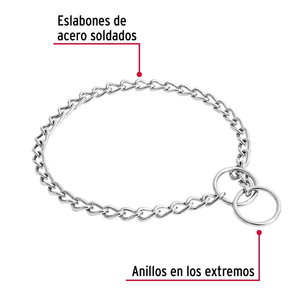 Collar de entrenamiento para perro, 45 cm, eslabón 2.5 mm